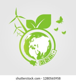 Energy ideas save the world concept Power plug green ecology 