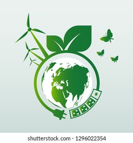 Energy ideas save the world concept Power plug green ecology 