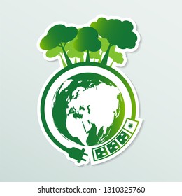 Energy ideas save the world concept Power plug green ecology 