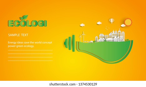 Energy ideas save the world concept Power green ecology -illustration  Vector
