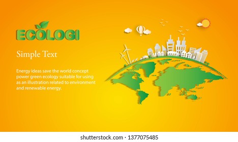 Energy ideas save the world concept Power green ecology -illustration  Vector