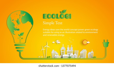 Energy ideas save the world concept Power green ecology -illustration  Vector