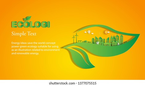Energy ideas save the world concept Power green ecology -illustration  Vector