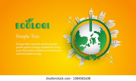 Energy ideas save the world concept Power green ecology -illustration  Vector