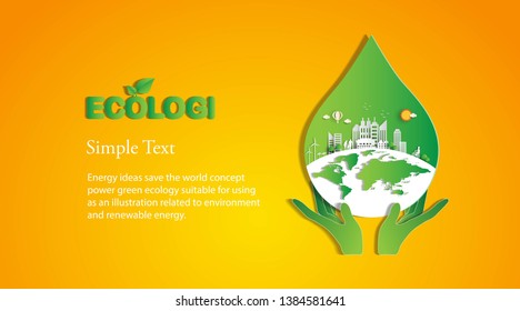 Energy ideas save the world concept Power green ecology -illustration  Vector