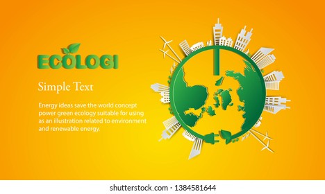 Energy ideas save the world concept Power green ecology -illustration  Vector