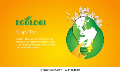 Energy ideas save the world concept Power green ecology -illustration  Vector
