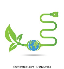 Energy ideas save the world concept Power plug green ecology 