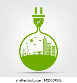 Energy ideas save the world concept Power plug green ecology 