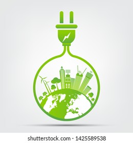Energy ideas save the world concept Power plug green ecology 