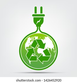 Energy ideas save the world concept Power plug green ecology 