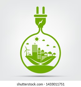 Energy ideas save the world concept Power plug green ecology 