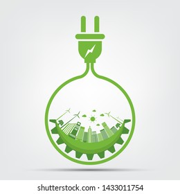 Energy ideas save the world concept Power plug green ecology 