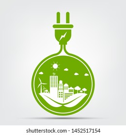 Energy ideas save the world concept Power plug green ecology 