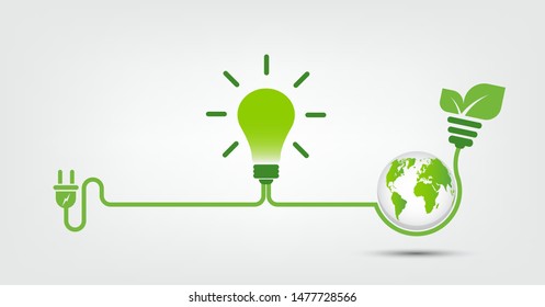 Energy ideas save the world concept Power plug green ecology 