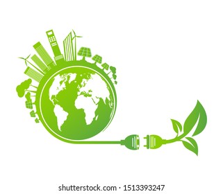 Energy ideas save the world concept Power plug green ecology 