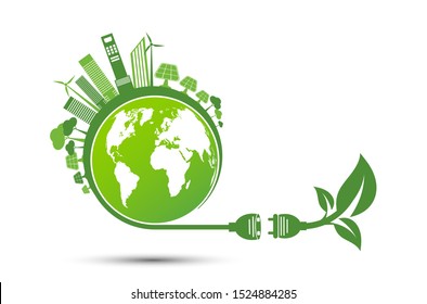 Energy ideas save the world concept Power plug green ecology recycle