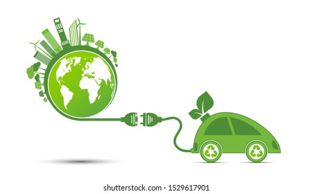 Energy ideas save the world concept Power plug green ecology recycle