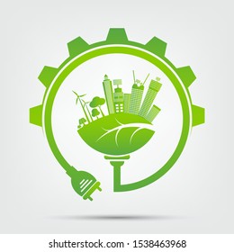 Energy ideas save the world concept Power plug green ecology 