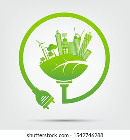 Energy ideas save the world concept Power plug green ecology 