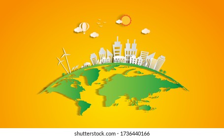 Energy ideas save the world concept Power green ecology -illustration  Vector