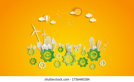 Energy ideas save the world concept Power green ecology -illustration  Vector