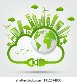 Energy ideas save the world concept Power plug green ecology 