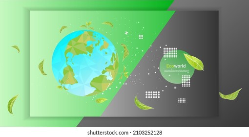 Energy ideas save the world. The concept of growing plants. Abstract illustration highlighted on a green background. Save the planet, nature, and the environment. A sprout or a seedling.