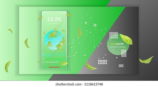 Energy ideas save the world. The concept of growing plants. Abstract illustration highlighted on a green background. Save the planet, nature, and the environment. A sprout or a seedling.