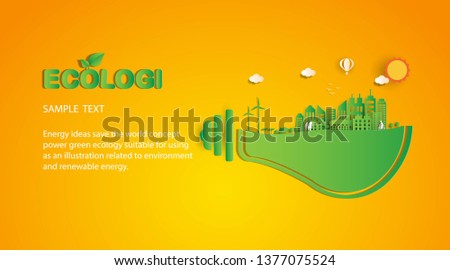Energy ideas save the world concept Power green ecology -illustration  Vector