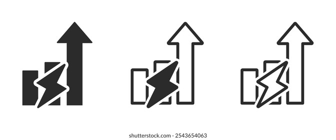 Energy increase vector illustrations. Energy increase vector icon concepts set