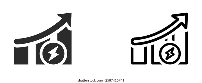 Energy increase vector illustrations. Energy increase vector icon designs set