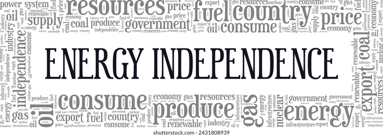 Energy Independence word cloud conceptual design isolated on white background.