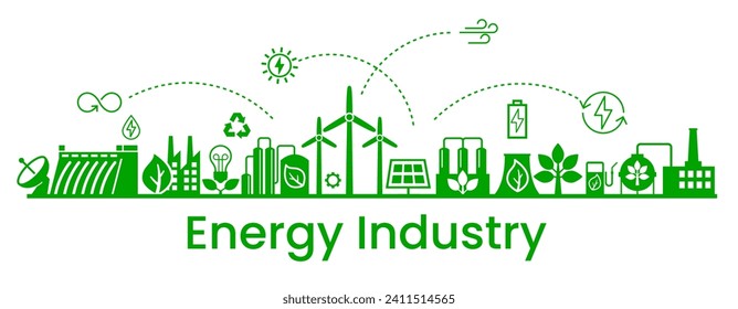 Energy industry. Alternative clean energy. Transition to environmentally friendly world concept.  Ecology infographic. Green power production. Transition to renewable alternative energy.