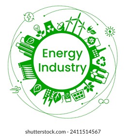 Energy industry. Alternative clean energy. Transition to environmentally friendly world concept.  Ecology infographic. Green power production. Transition to renewable alternative energy.