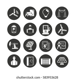 energy and industry icon set in circle buttons