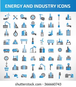 Energy and Industry Icon set,blue version,clean vector