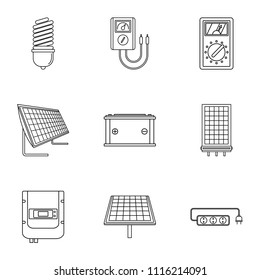 Energy industry icons set. Outline set of 9 energy industry vector icons for web isolated on white background