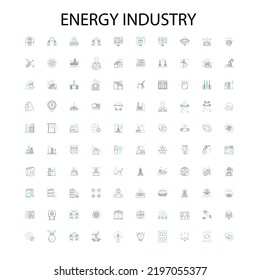 energy industry icons, signs, outline symbols, concept linear illustration line collection