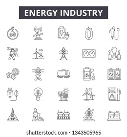 Energy industry line icons for web and mobile design. Editable stroke signs. Energy industry  outline concept illustrations