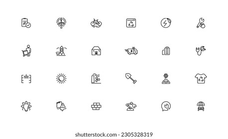 Energy and industry linear icons collection. Energy and industry line icons set. Vector illustrator. 
