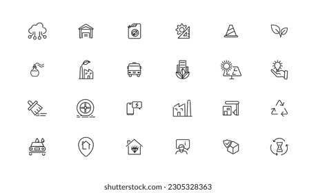 Energy and industry linear icons collection. Energy and industry line icons set. Vector illustrator. 
