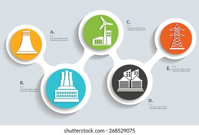 Energy and industry on buttons, info graphic design,clean vector