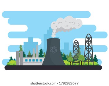 energy industry production plant scene vector illustration design