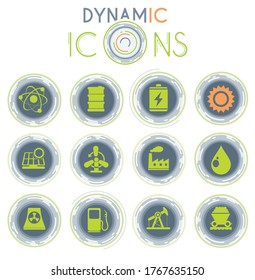 Energy and Industry simply symbols on white background with dynamic lines for animation for web and user interface