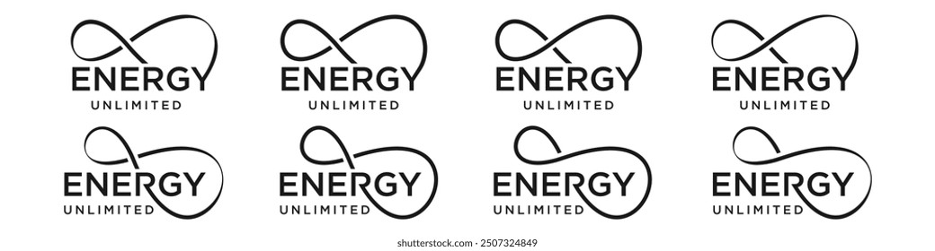 energy Infinity logo design, wordmark energy with Infinity icon combination, vector illustration