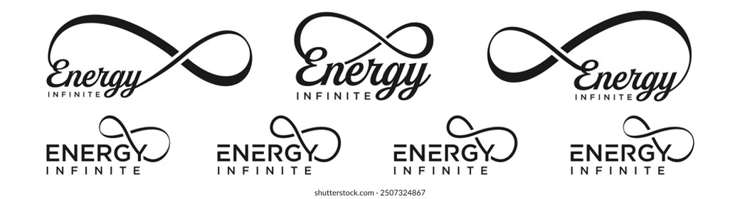 energy Infinity logo design, wordmark energy with Infinity icon combination, vector illustration