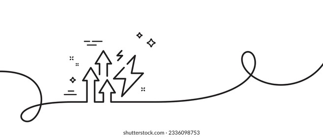 Energy inflation line icon. Continuous one line with curl. Electric power up trend sign. Consumption growth symbol. Energy inflation single outline ribbon. Loop curve pattern. Vector