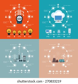 Energy    infographic cloud computing set.   Vector illustrations.
