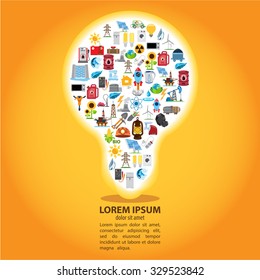 The energy infographic, modern infographic template, creative light bulb with icons